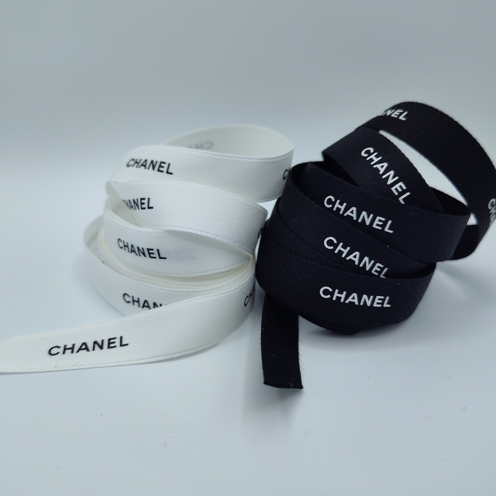 CHANEL Black & White Ribbon Lot Over 2 Yards Each Luxury Boutique Packaging NEW - Picture 2 of 6